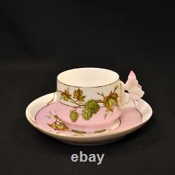 CFH Haviland Cup & Saucer Butterfly Handle Hops & Spider Web 1868-1881 Limoges