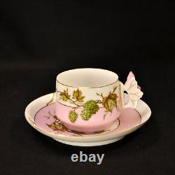 CFH Haviland Cup & Saucer Butterfly Handle Hops & Spider Web 1868-1881 Limoges