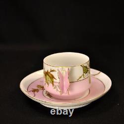 CFH Haviland Cup & Saucer Butterfly Handle Hops & Spider Web 1868-1881 Limoges