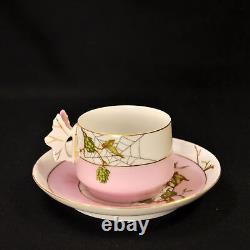 CFH Haviland Cup & Saucer Butterfly Handle Hops & Spider Web 1868-1881 Limoges