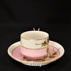 CFH Haviland Cup & Saucer Butterfly Handle Hops & Spider Web 1868-1881 Limoges