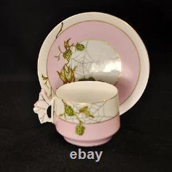 CFH Haviland Cup & Saucer Butterfly Handle Hops & Spider Web 1868-1881 Limoges