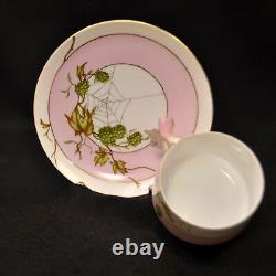 CFH Haviland Cup & Saucer Butterfly Handle Hops & Spider Web 1868-1881 Limoges