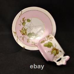 CFH Haviland Cup & Saucer Butterfly Handle Hops & Spider Web 1868-1881 Limoges