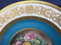 C. Ahrendfeldt Limoges Super Gold Encrusted Hand-painted Roses Plate 8 5/8 Exc
