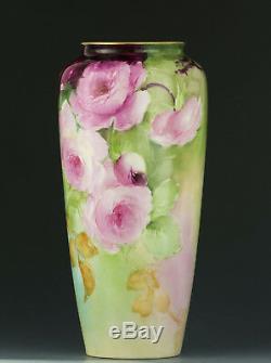 Cac Belleek Antiques Hand Painted Roses Vase