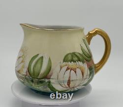 Captivating W. G. & Co. Limoges Hand-Painted Water Lillies Cider Pitcher