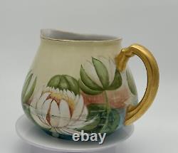 Captivating W. G. & Co. Limoges Hand-Painted Water Lillies Cider Pitcher