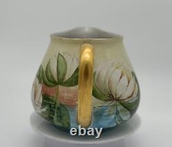 Captivating W. G. & Co. Limoges Hand-Painted Water Lillies Cider Pitcher