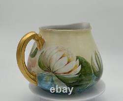 Captivating W. G. & Co. Limoges Hand-Painted Water Lillies Cider Pitcher