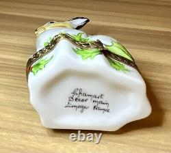 Chamart Limoges France Porcelain Trinket Box Christmas Rabbit Bunny Hand Painted