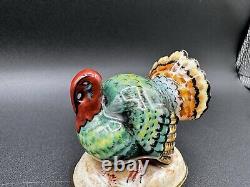 Chanille Limoges Turkey Porcelain Peint Main Thanksgiving Wildlife Trinket Box