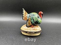 Chanille Limoges Turkey Porcelain Peint Main Thanksgiving Wildlife Trinket Box