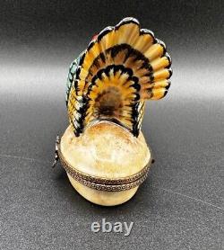 Chanille Limoges Turkey Porcelain Peint Main Thanksgiving Wildlife Trinket Box