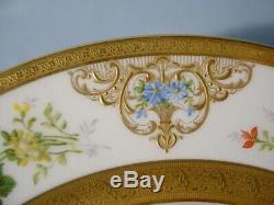 Charles Ahrenfeldt 6 Plates 10.25 Floral Gold Encrusted Handpainted Mireille
