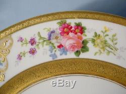 Charles Ahrenfeldt 6 Plates 10.25 Floral Gold Encrusted Handpainted Mireille
