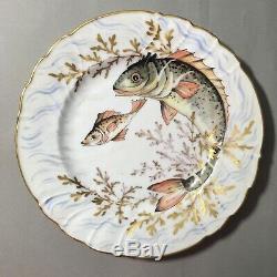 Charles Ahrenfeldt Limoges Plate Hand Painted Game Fish Decoration Crown Saxe