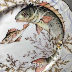 Charles Ahrenfeldt Limoges Plate Hand Painted Game Fish Decoration Crown Saxe