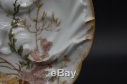 Chas Field Haviland Limoges Hand Painted Wave Mold Sea Life Ocean Oyster Plate C