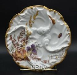 Chas Field Haviland Limoges Hand Painted Wave Mold Sea Life Ocean Oyster Plate D