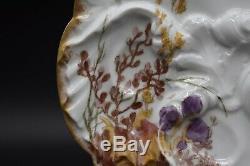 Chas Field Haviland Limoges Hand Painted Wave Mold Sea Life Ocean Oyster Plate D
