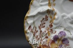 Chas Field Haviland Limoges Hand Painted Wave Mold Sea Life Ocean Oyster Plates