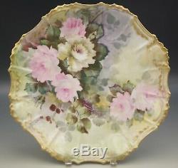 Coiffe Limoges Bold Roses 12 Platter Plate Hand Painted Antique 1891-1914