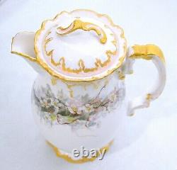 Coiffe Limoges France Antique Hand Painted Signed Chocolate Pot