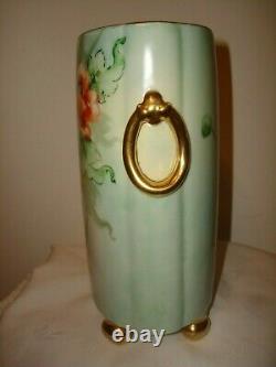 Collectible Beautiful Limoges Poppies Hand Painted Cachepot Vase Made In France