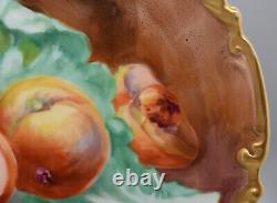 Coronet Limoges 10.5 Charger Plate Hand Painted Peaches Fruit Signed Duval