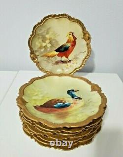 Coronet Limoges Hand Painted Birds Dessert Set