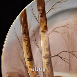 Coronet Limoges Plate 10 1/4 Gold Hand Painted René Forest Winter Scene 1920's