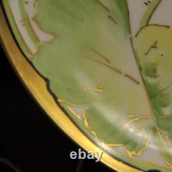 Coronet Limoges Plate Hand Painted by Lamour Pink White Poppy withGold 1920+ HTF