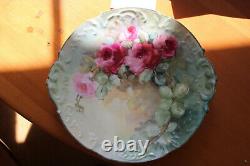 D & C Limoges Porcelain Plate Scalloped Embossed Hand Painted ca1894-1900 France