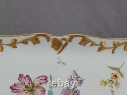 D&Co Limoges Hand Painted Dresden Style Floral & Gold Dresser Tray C. 1894-1900