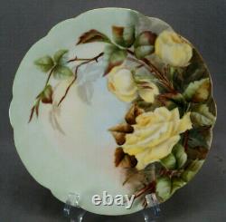 D&Co Limoges Hand Painted Yellow Roses & Gold 8 5/8 Inch Plate Circa 1891-1896