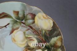 D&Co Limoges Hand Painted Yellow Roses & Gold 8 5/8 Inch Plate Circa 1891-1896