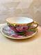 Delightful Limoges Twin Handle Handpainted Roses Cup And Saucer Set