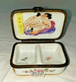 EROTIC RARE LIMOGES TRINKET BOX Hand Painted Vintage Porno