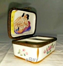EROTIC RARE LIMOGES TRINKET BOX Hand Painted Vintage Porno
