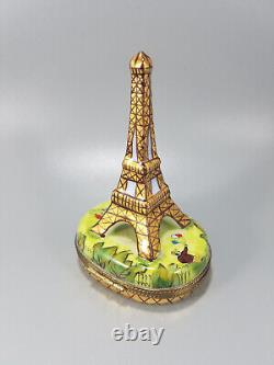 Eiffel Tower Paris France Limoges Hand Painted Trinket Box Peint Main