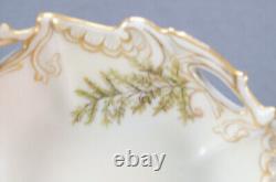 Elite Works Coiffe Limoges Hand Painted Ferns & Gold Serving Dish 1896 1900