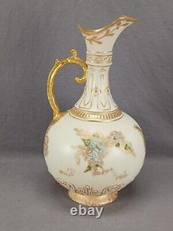 Elite Works Limoges Hand Painted Signed Aesthetic Floral Gold Blush Ivory Ewer
