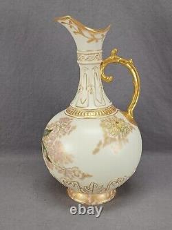 Elite Works Limoges Hand Painted Signed Aesthetic Floral Gold Blush Ivory Ewer