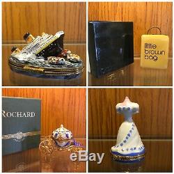 Estate lot 18 Limoges made in France trinket Boxes Signed Hand Painted Mix Lot