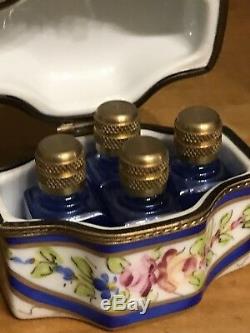 Exquisite Antique Limoges Hand Painted Porcelain Perfume Trinket Box
