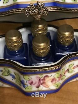 Exquisite Antique Limoges Hand Painted Porcelain Perfume Trinket Box