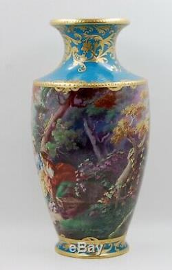Exquisite Limoges France Paris Hand Painted Gold Encrusted & Jewels Vase Wow