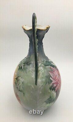 Fine Guerin Limoges Porcelain Vase Handpainted with Mums
