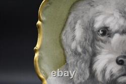 Flambeau Limoges Hand Painted Grey Shih tzu Dog 9 3/4 Portrait Plate Charger